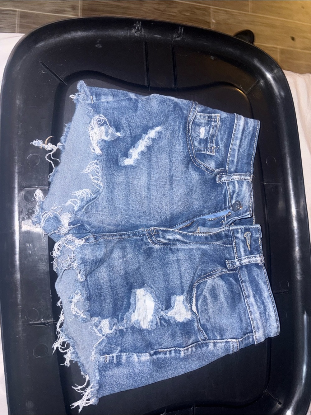 Distressed Blue Denim Women’s Shorts